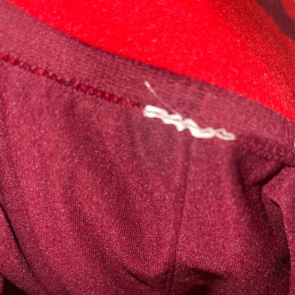 High-Waisted Seamless Stripe 7/8 Leggings Burgundy Red Colorblock Size S - Image 6