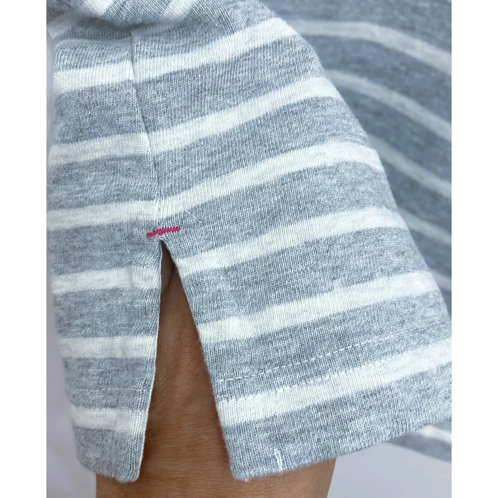 Vineyard Vines Dress Size M Striped Gray White Cotton Shift 3/4 Sleeve - Image 8
