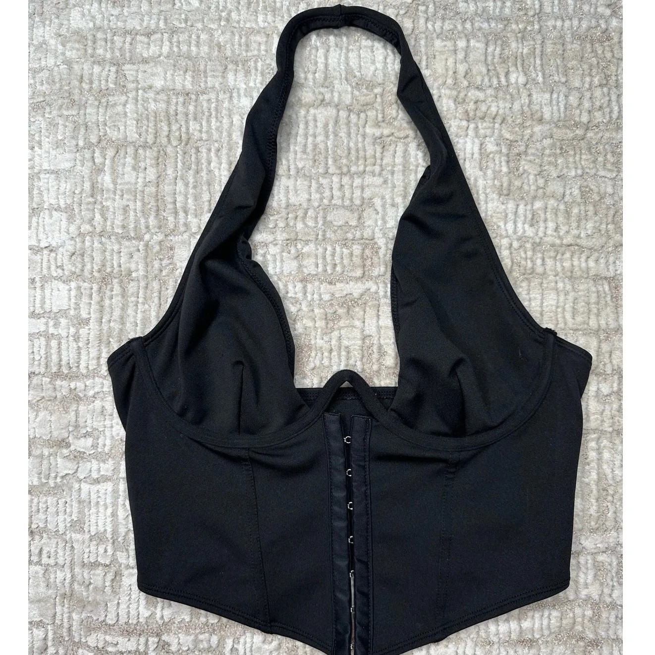 SheIn  Black Deep V Corset Top - Image 2