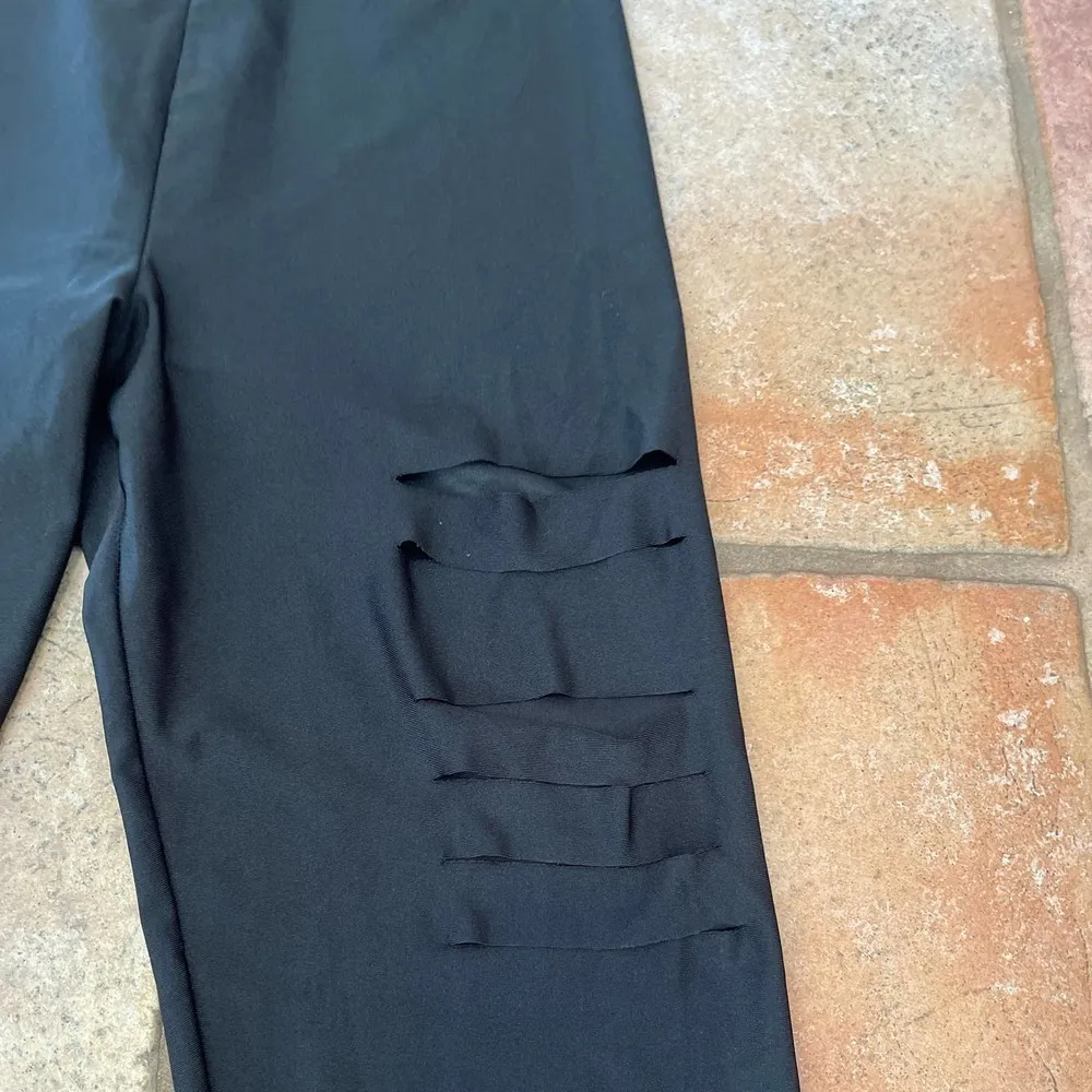 Dream girls slashed legs satin leggings black M/L Size undefined - Image 2