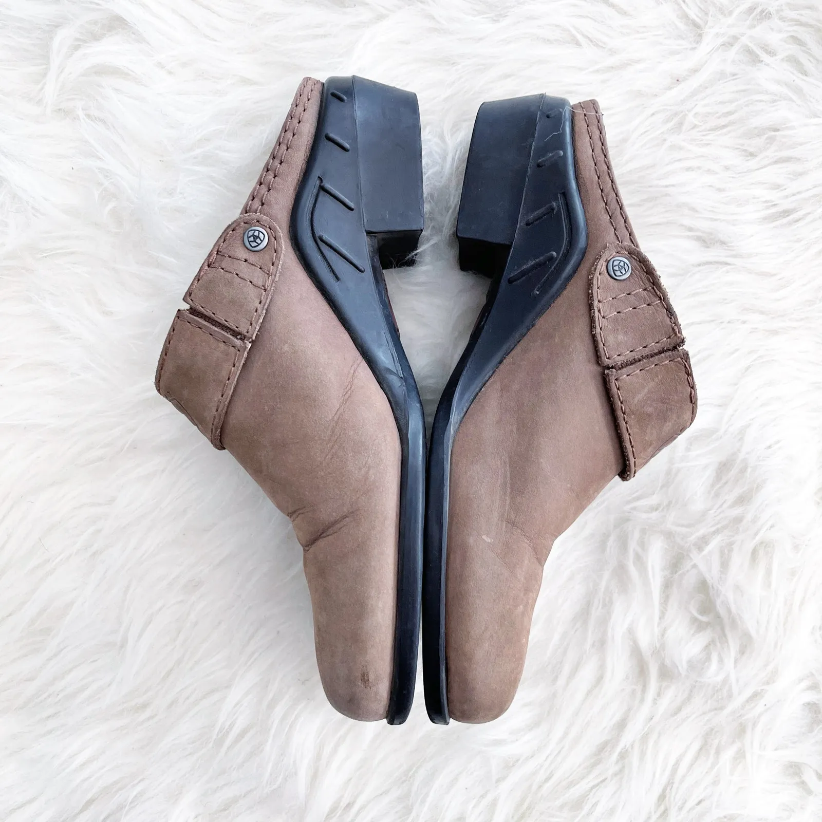 Ariat Brown Leather Sport Clog Slip On Slingback - Image 5