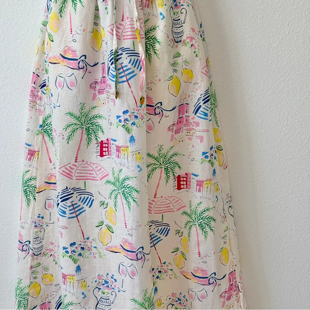 Calypso Tropical Beach Vacation Resort Wear Elastic Waist Pockets Maxi Skirt - Image 9