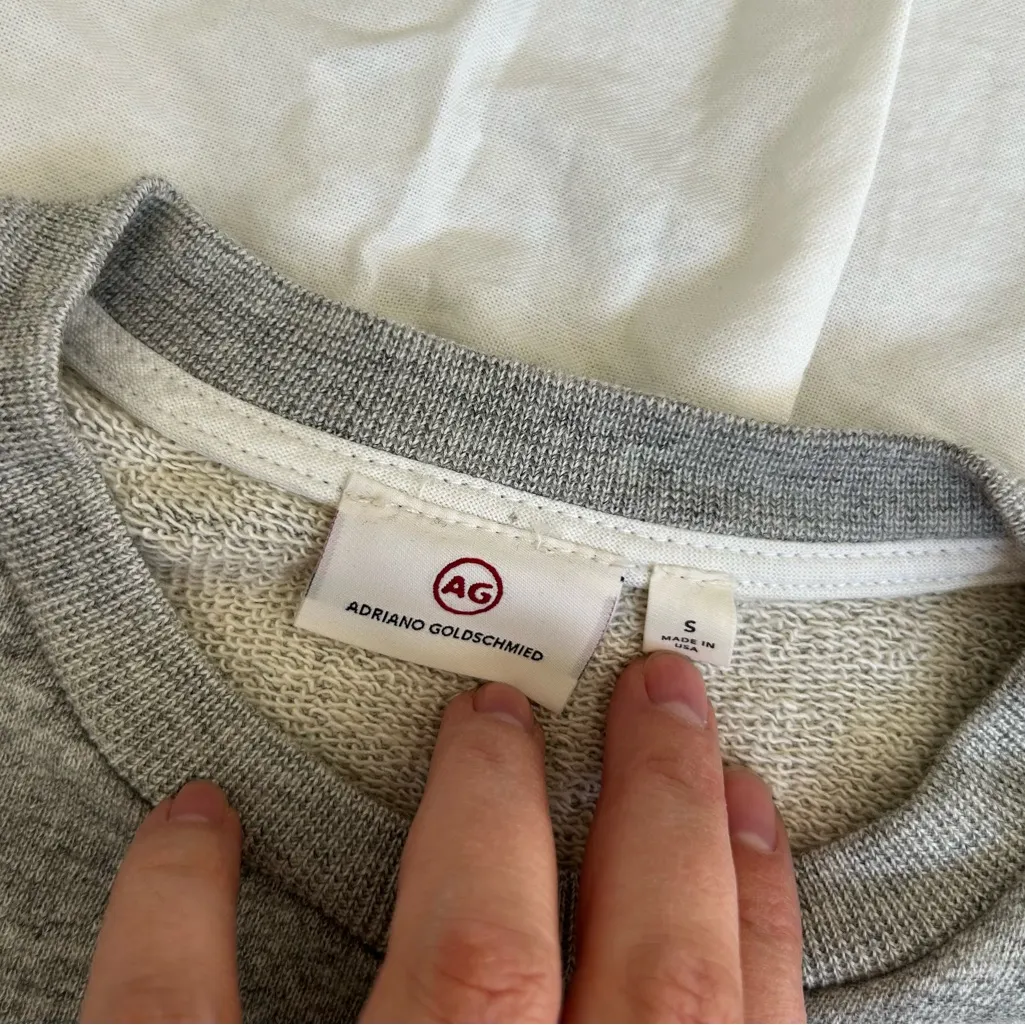 NWOT AG Adriano Goldschmied Gray & White Long Sleeve Crewneck Shirt Size Small - Image 4