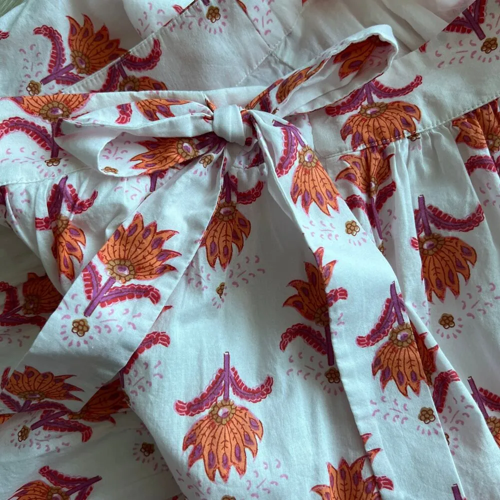 J Crew Factory Tiered Faux Wrap Midi Skirt Size 00 White Pink Orange Tiny Flaw - Image 7