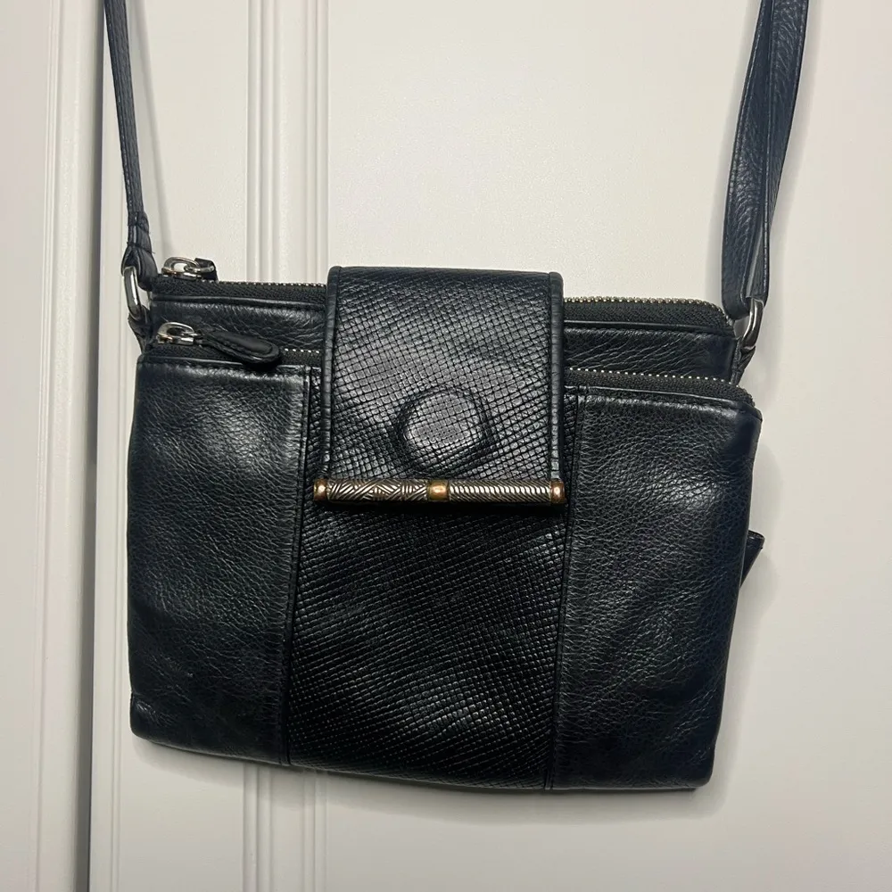 Vintage Brighton Black Leather Crossbody - Image 2