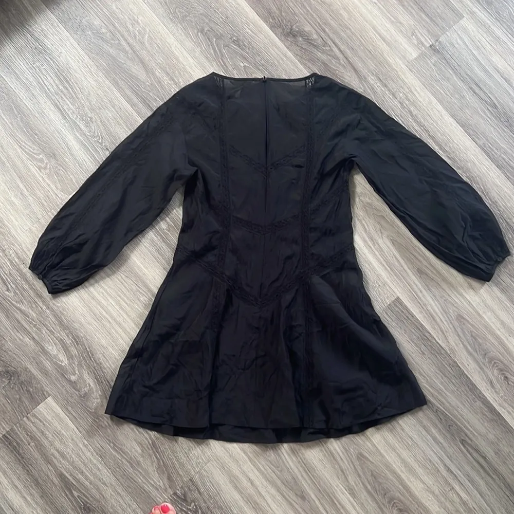 Rebecca Taylor Women’s Black Long Embroidered Mini Dress XS Cocktail Evening - Image 5