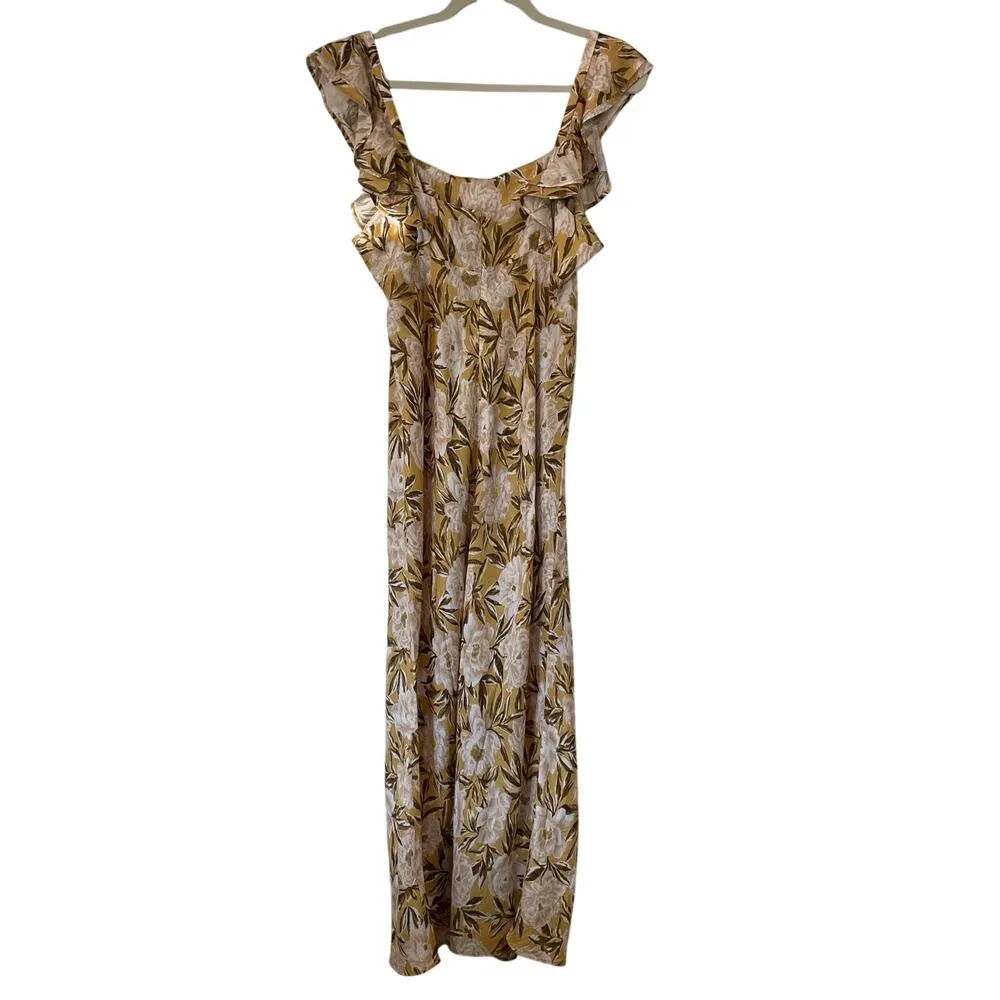 NWT Madewell Angelina Floral Sleeveless Yellow Tan Maxi Slip Dress Size 12 - Image 4