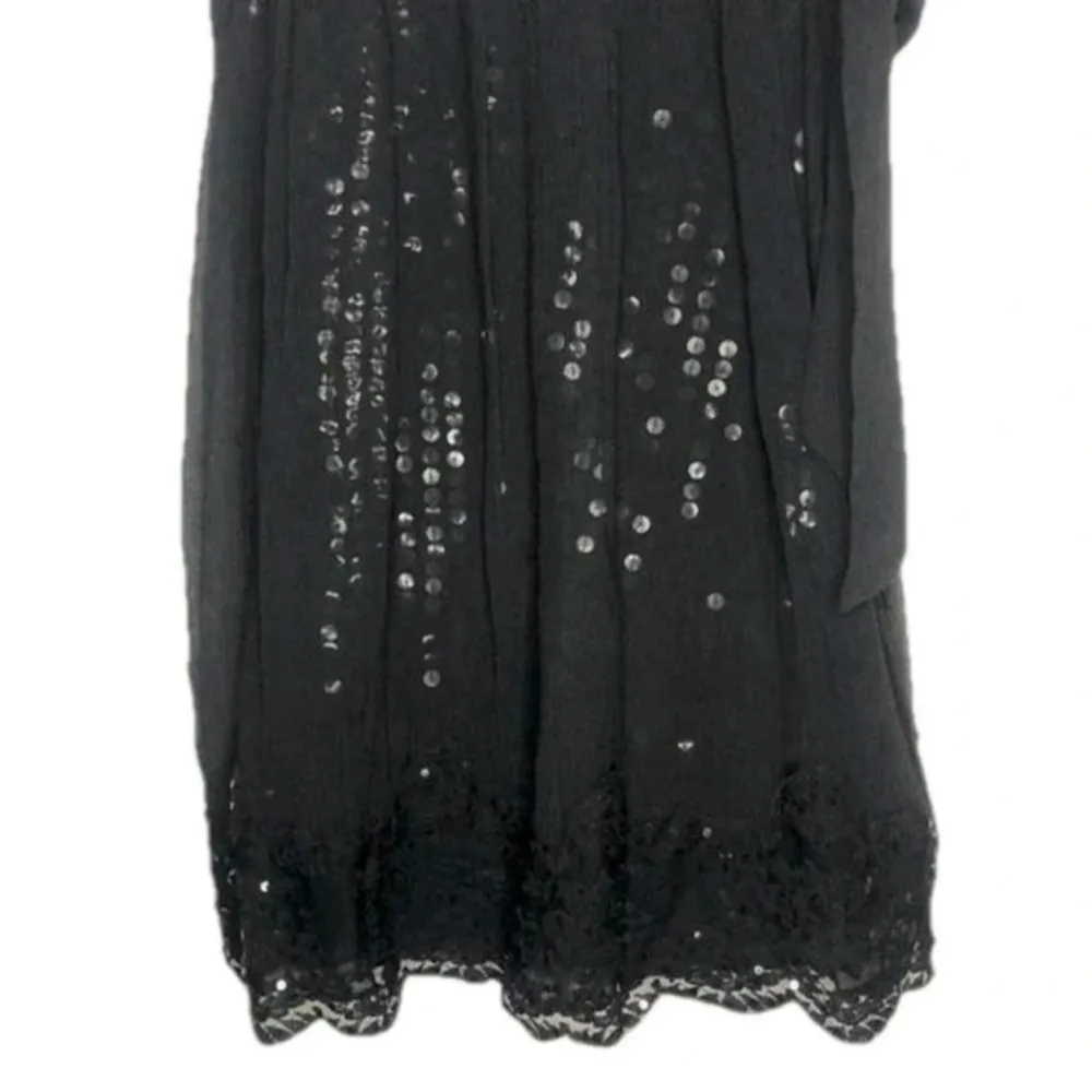 Animale black fit & flare dress size 4 LBD sequin velvet EU 36 cocktail NYE chic - Image 3