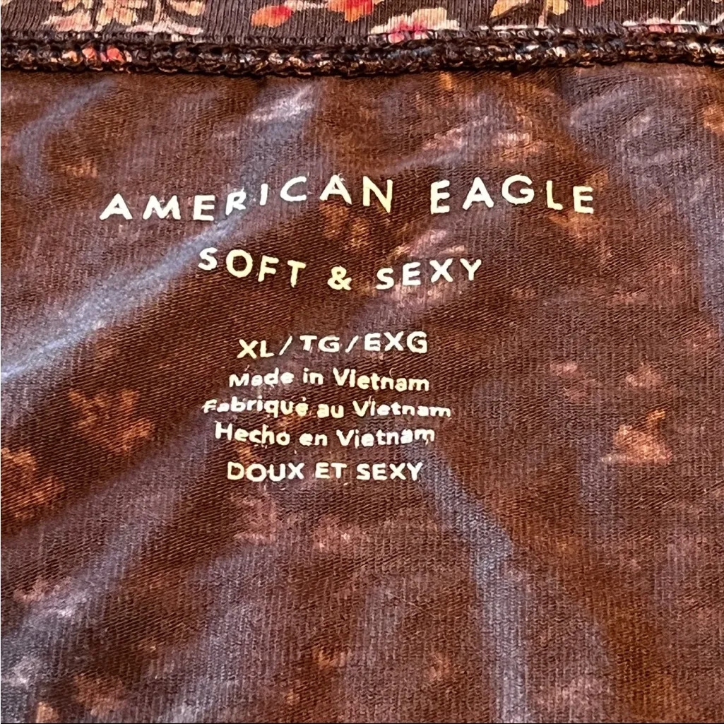 American Eagle Soft & Sexy Brown Floral Tank‎ Sleeveless Top NWOT Womens Size XL - Image 2