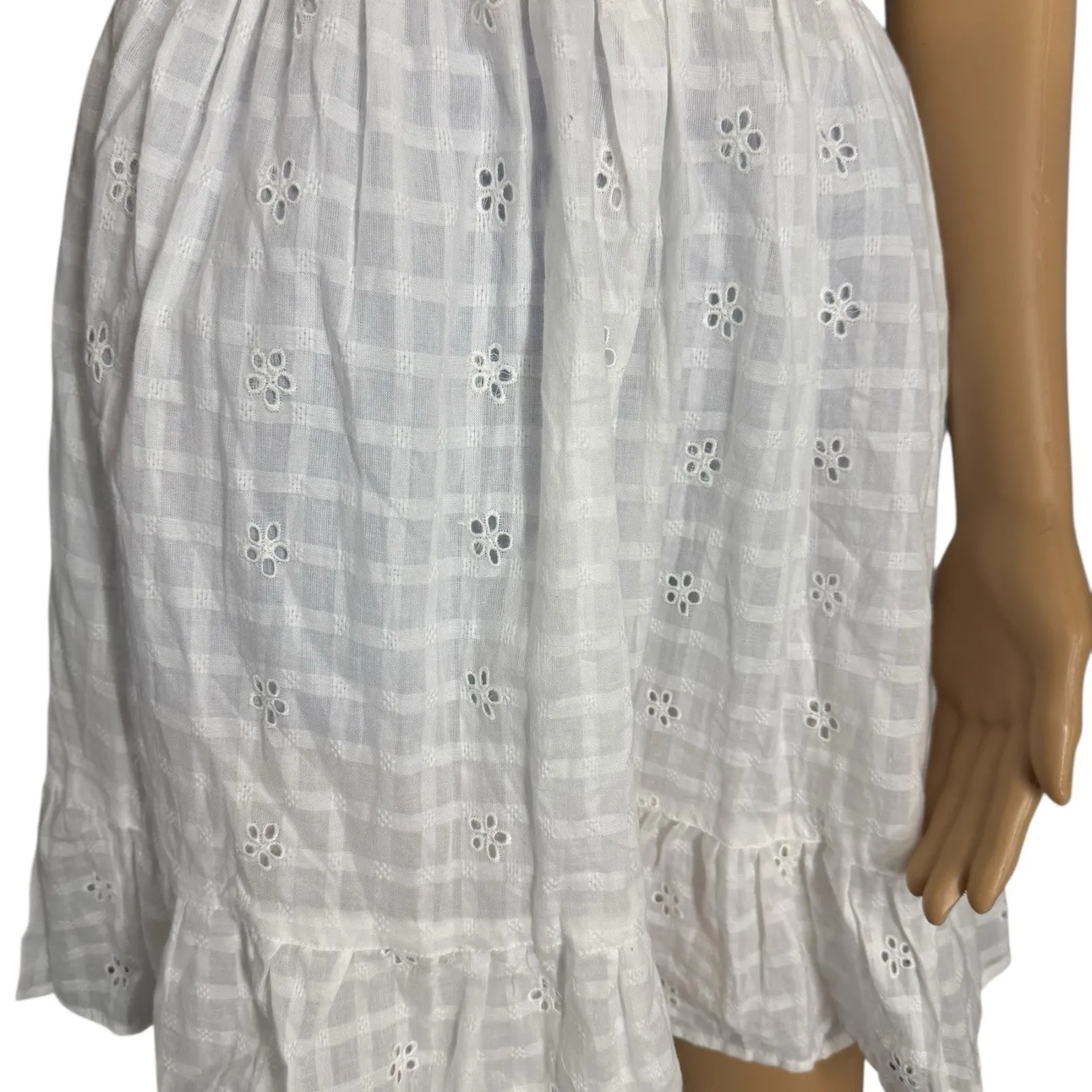 NWT Angie White Floral Ruffle Milkmaid Mini Dress Size Small - Image 4
