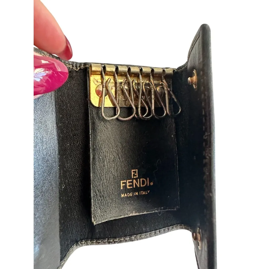 FENDI Womens Vintage Keyholder Striped Wallet - Image 6