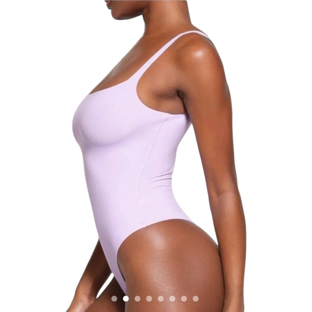 Skims Size‎ S Fits Everybody Square Neck Bodysuit Pastel Purple Stretchy Basic - Image 5