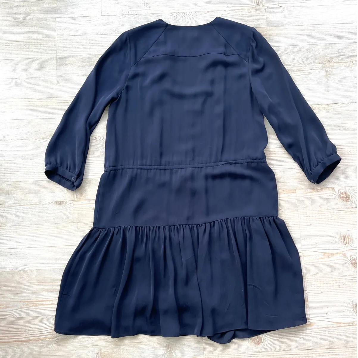 Rebecca Taylor Silk Blouson Long Sleeve Dress‎ | Navy Size 8 - Image 7