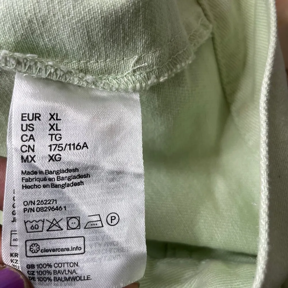 H&M Women's Oversized Light Green Cotton Boxy Twill Boxer Trucker Jacket Size XL - Image 6