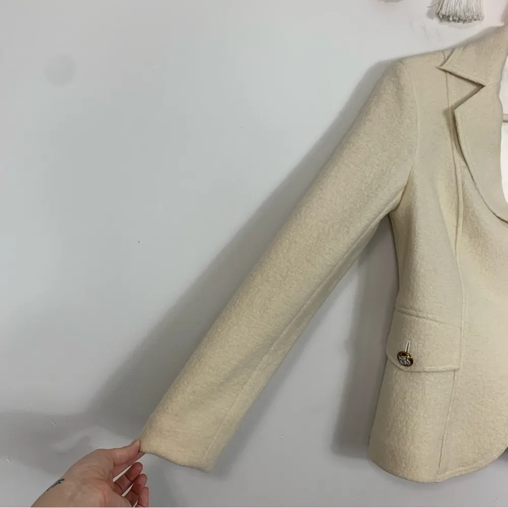 Cache  Boiled Wool Cream Jacket Size Small - Image 6