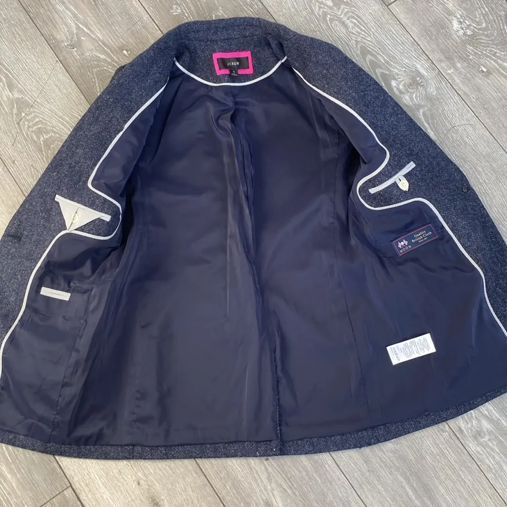 J.Crew WOOL BLUE HERRINGBONE PARKE BLAZER JACKET SZ 2 - Image 7