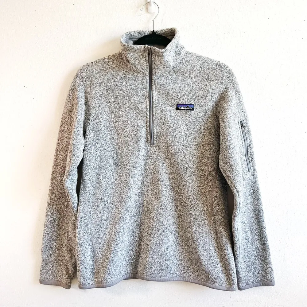 Patagonia Women’s Better Sweater 1/4 Zip Fleece Sz M EUC in Birch White (Grey) - Image 3