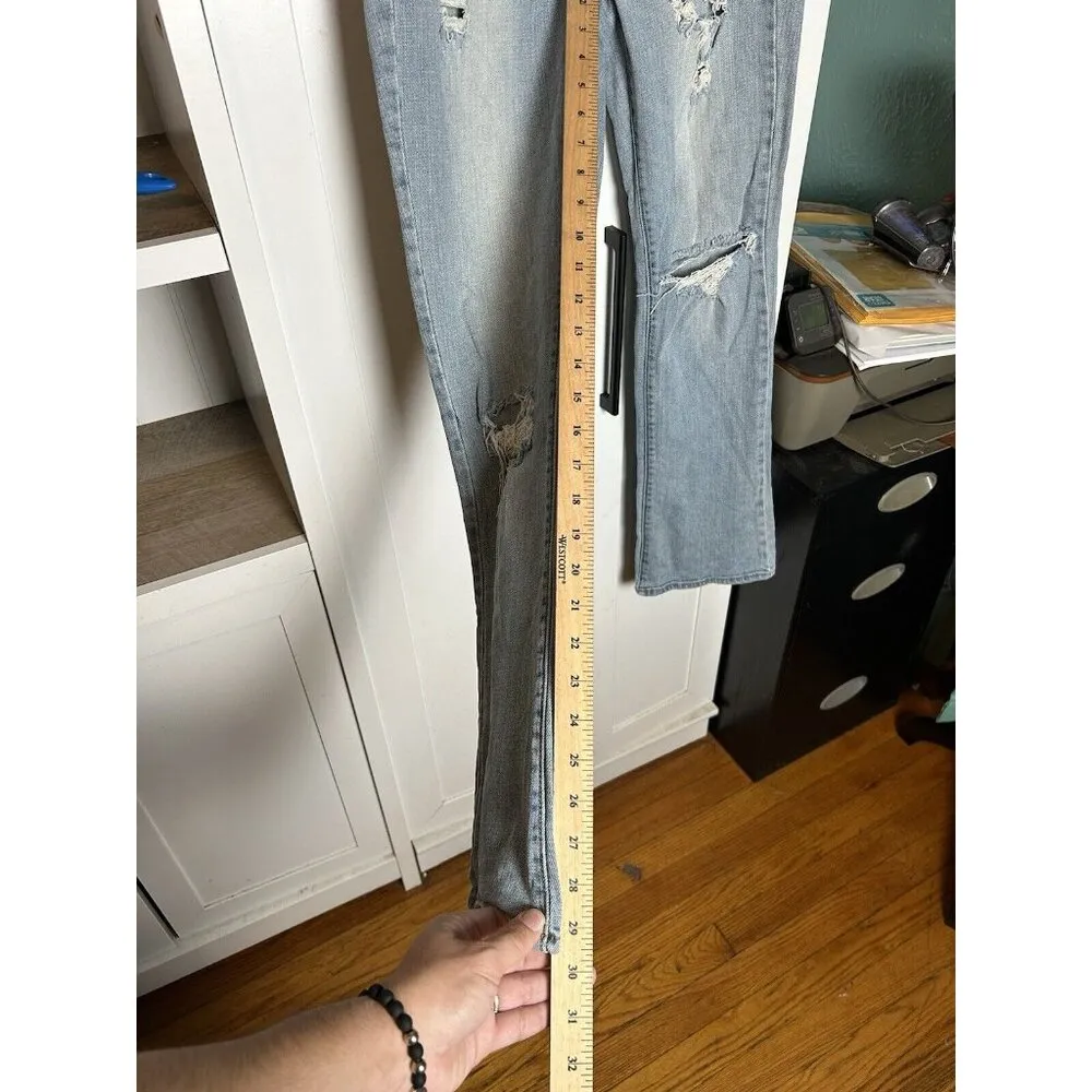 American Eagle Womens Jeans 6 Short True Boot Low‎ Rise Distressed Light Wash - Image 3