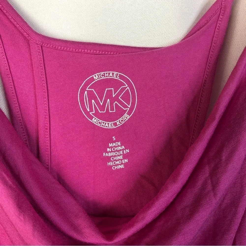 Michael Kors Fuchsia Plum Blossom Pink Cowl Neck Tank Top S - Image 4