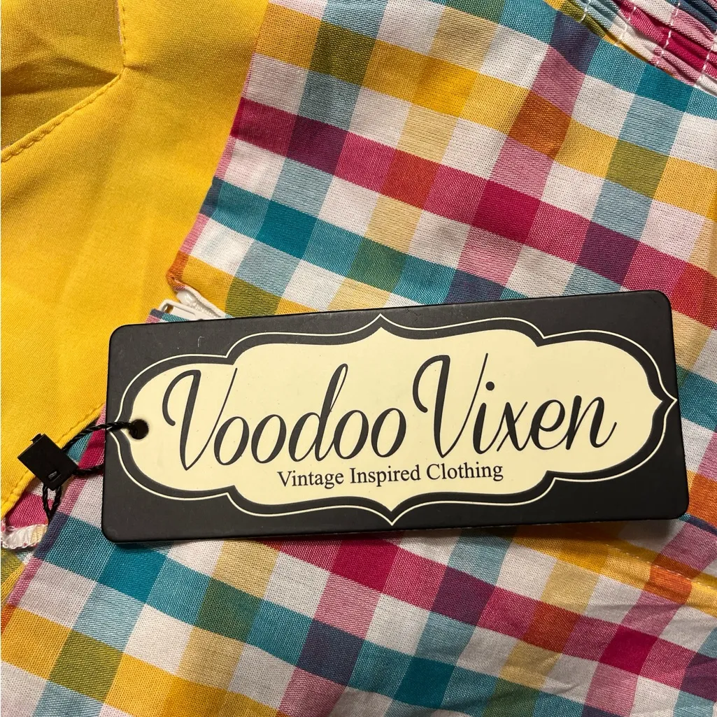 VOODOO VIXEN Checked Chiquita Halter Neck Top Yellow Size XS - Image 9