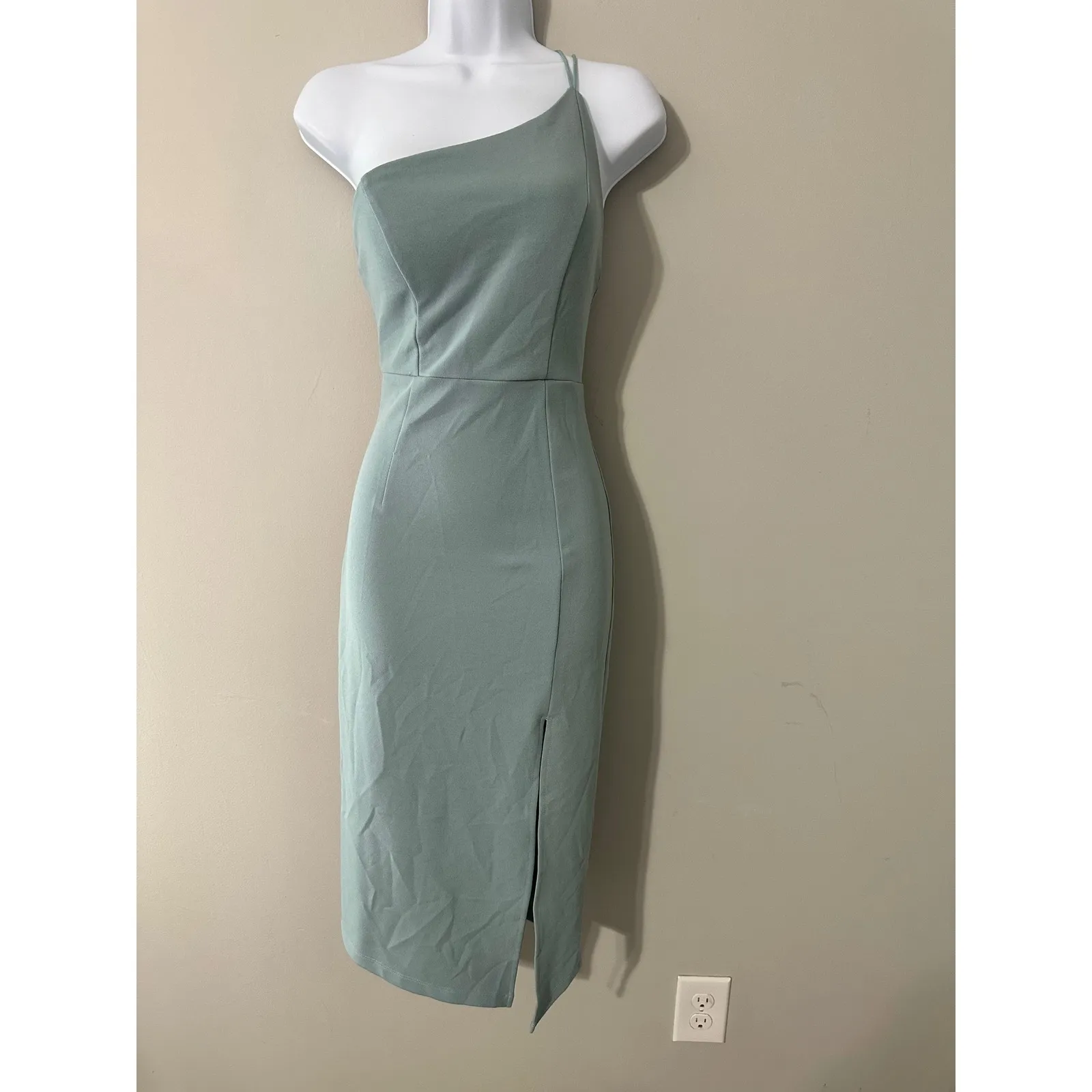 Hello Molly Womens One Shoulder‎ Bodycon Dress Cocktail Party Sage US 4 - Image 3