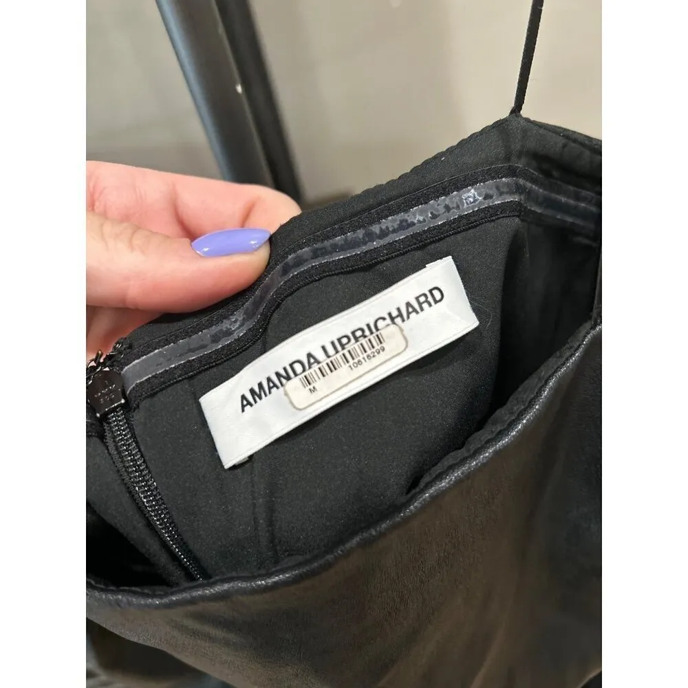 Amanda Uprichard Kloss Faux Leather Mini Dress Black Womens Size Medium - Image 10