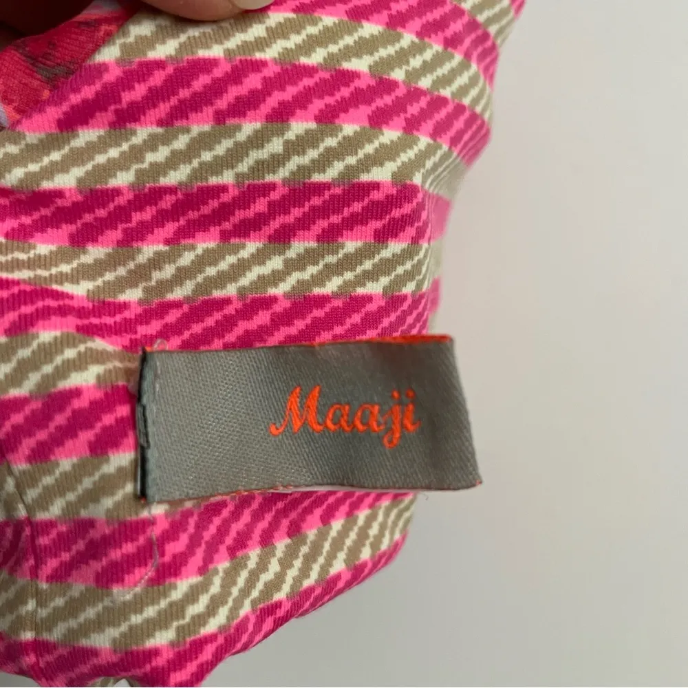 Maaji Bikini Top Swim Ruffle Mixed Print Pineapple Floral Striped Pink Black - Image 7
