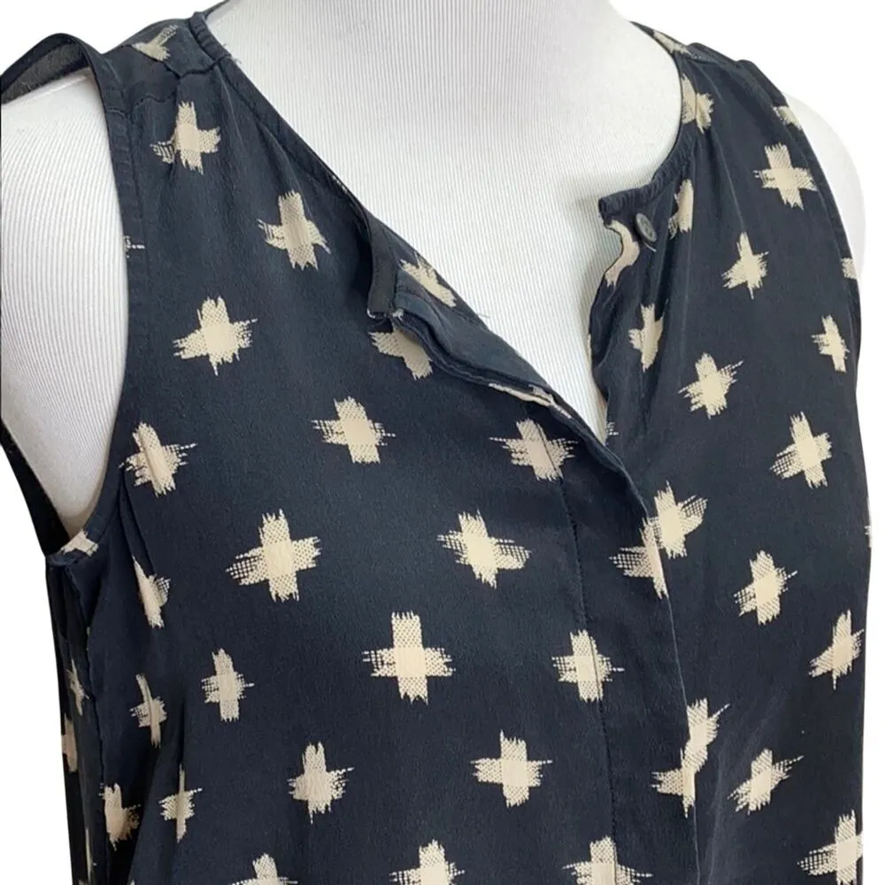 Madewell Sleeveless Button Up Silk Strokedash Size XXS - Image 4