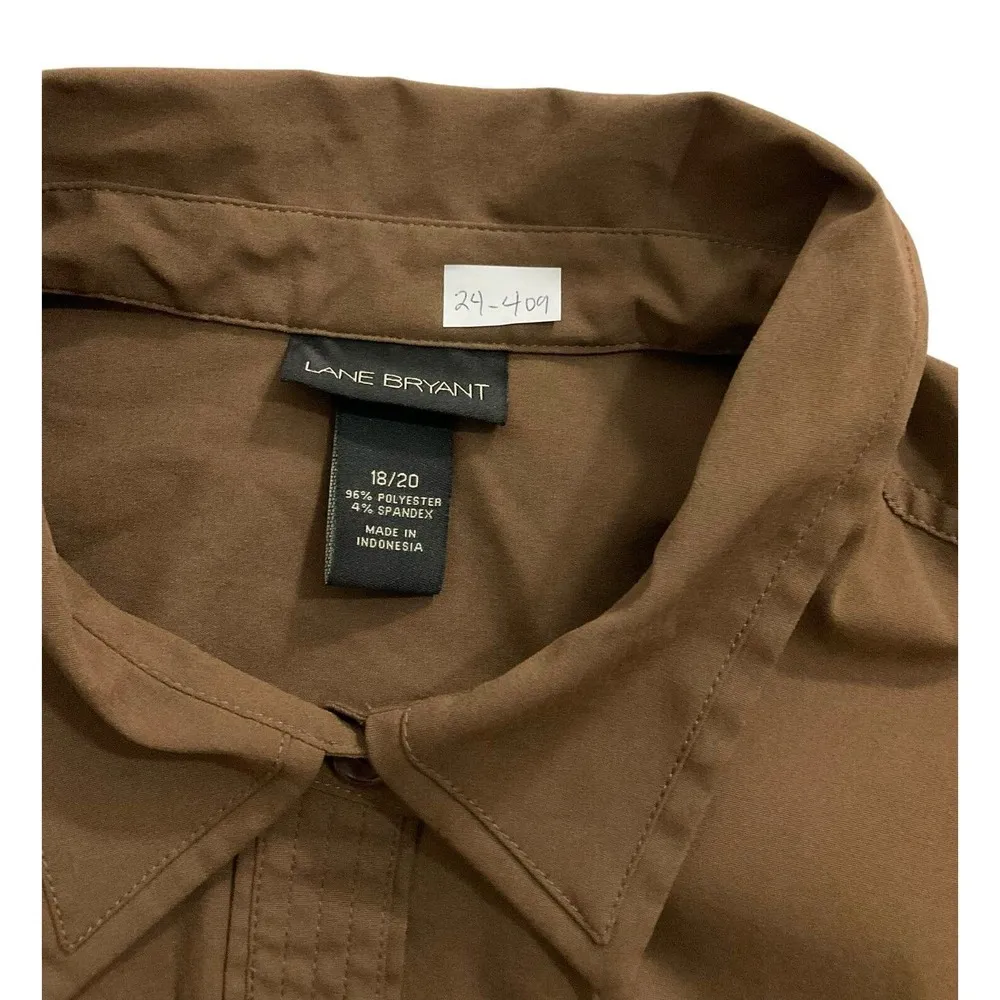Lane Bryant Women Plus Size 18/20 Brown Button Up Shirt Collared (24-409) - Image 4