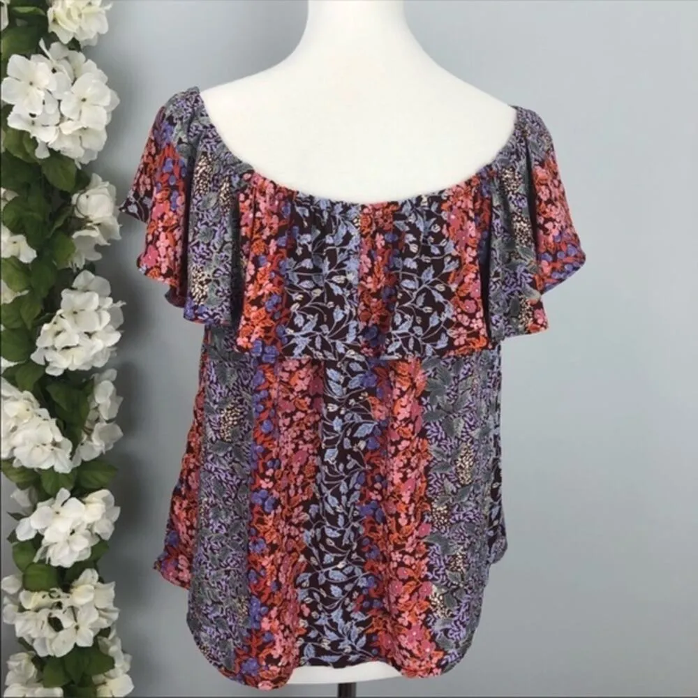 Anthro Maeve Villita Boho Floral Off Shoulder Blouse Medium - Image 6