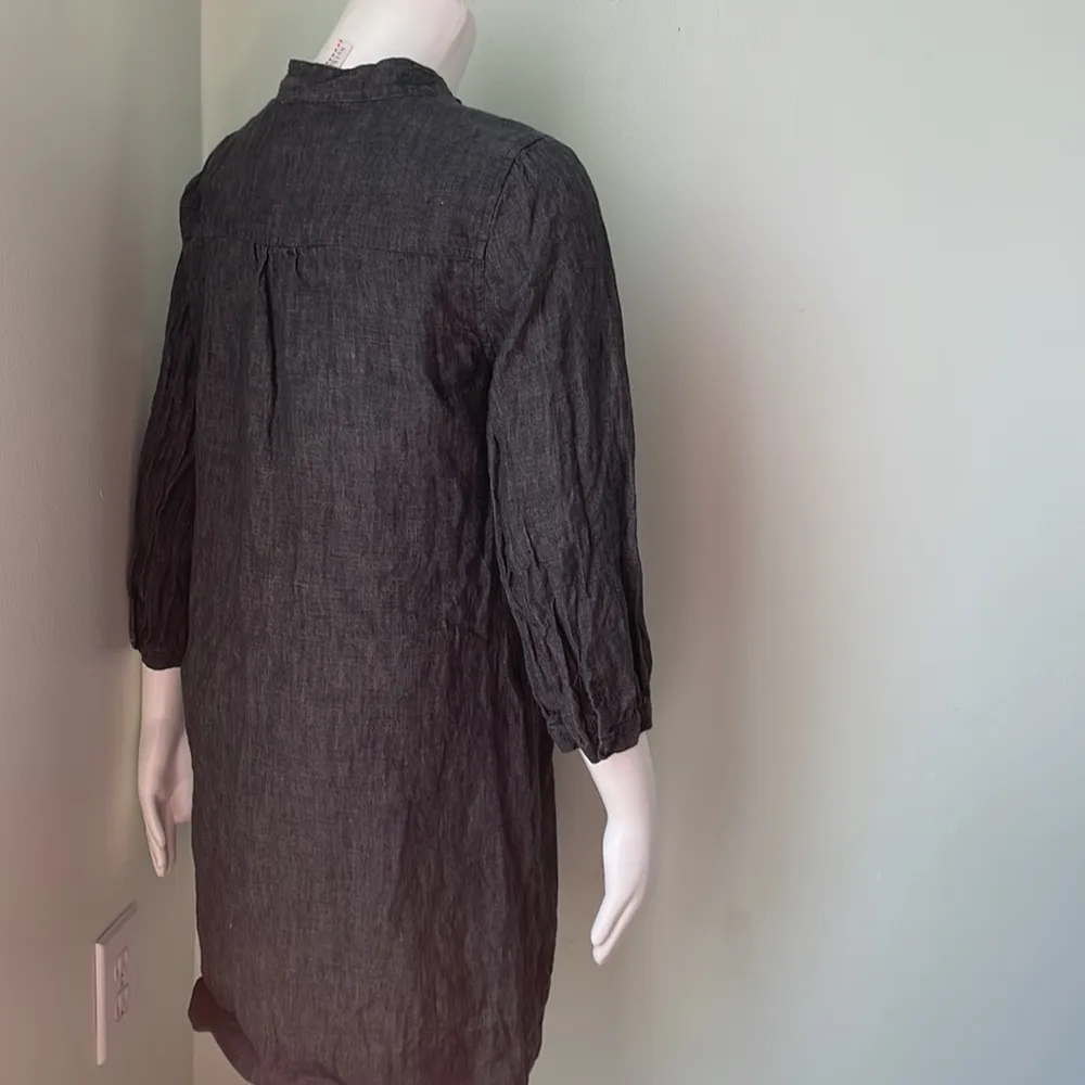 ANTHROPOLOGIE Nuthatch Artist Smock Dress Charcoal Linen - Image 7