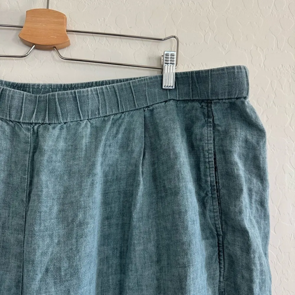 EILEEN FISHER Washed Organic Linen Délavé Lantern Pants in Nile Teal Aqua Sz 3X - Image 8