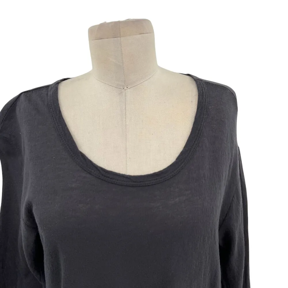 James Perse Crepe Jersey Dress Ruched Long Sleeve Charcoal Gray Size 1‎ US Small - Image 4