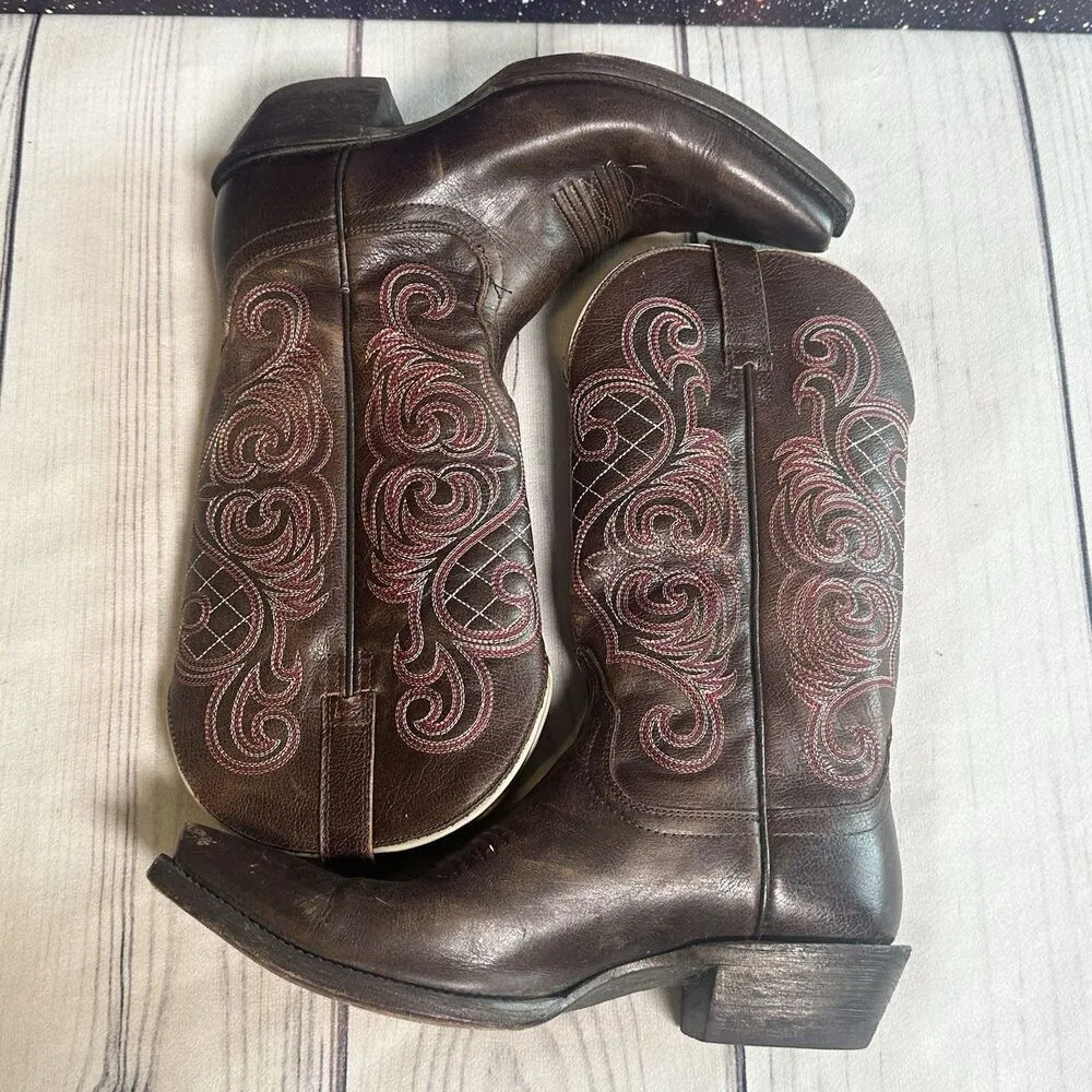 Ariat “Bright Light” Western Snip Toe Boots 10011920 Mahogany Leather Sz 8.5 - Image 8