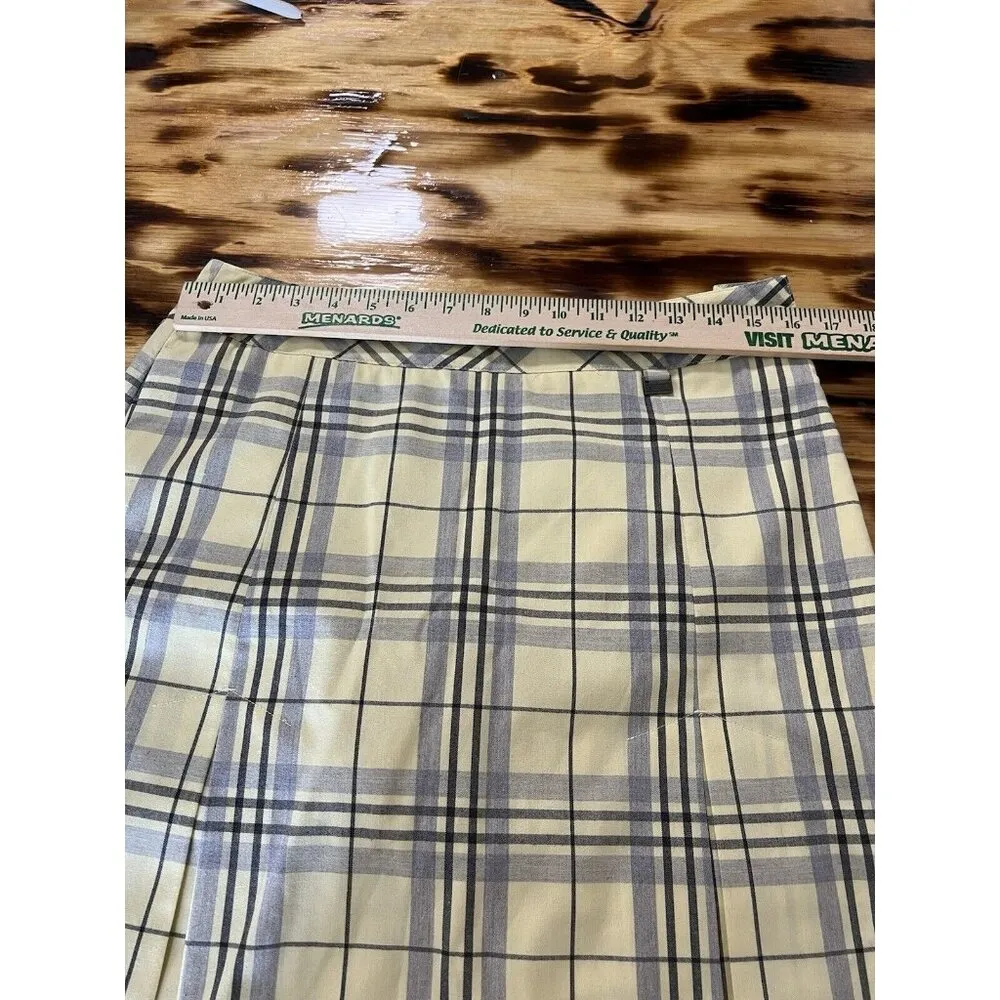 EP PRO Women Size 8 Yellow Gray Plaid Rayon Blend Lined Skort Sexy Party College - Image 3