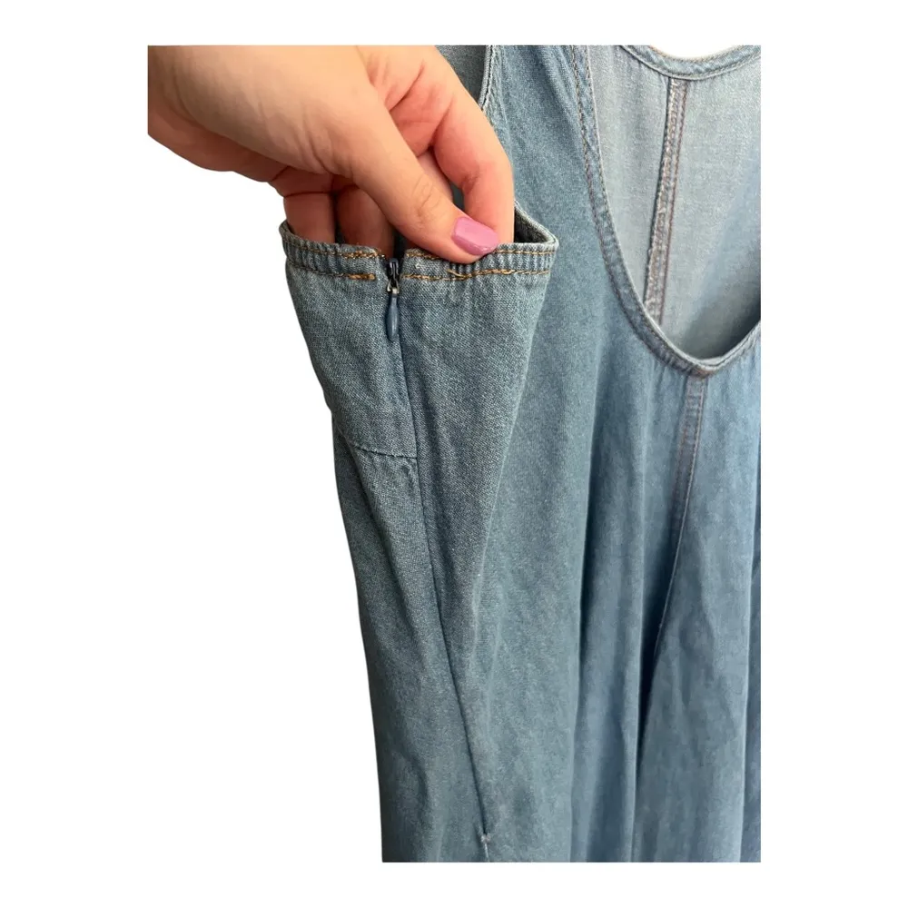 Vintage 90's Denim Maxi Dress 100% Cotton Size 16 - Image 4