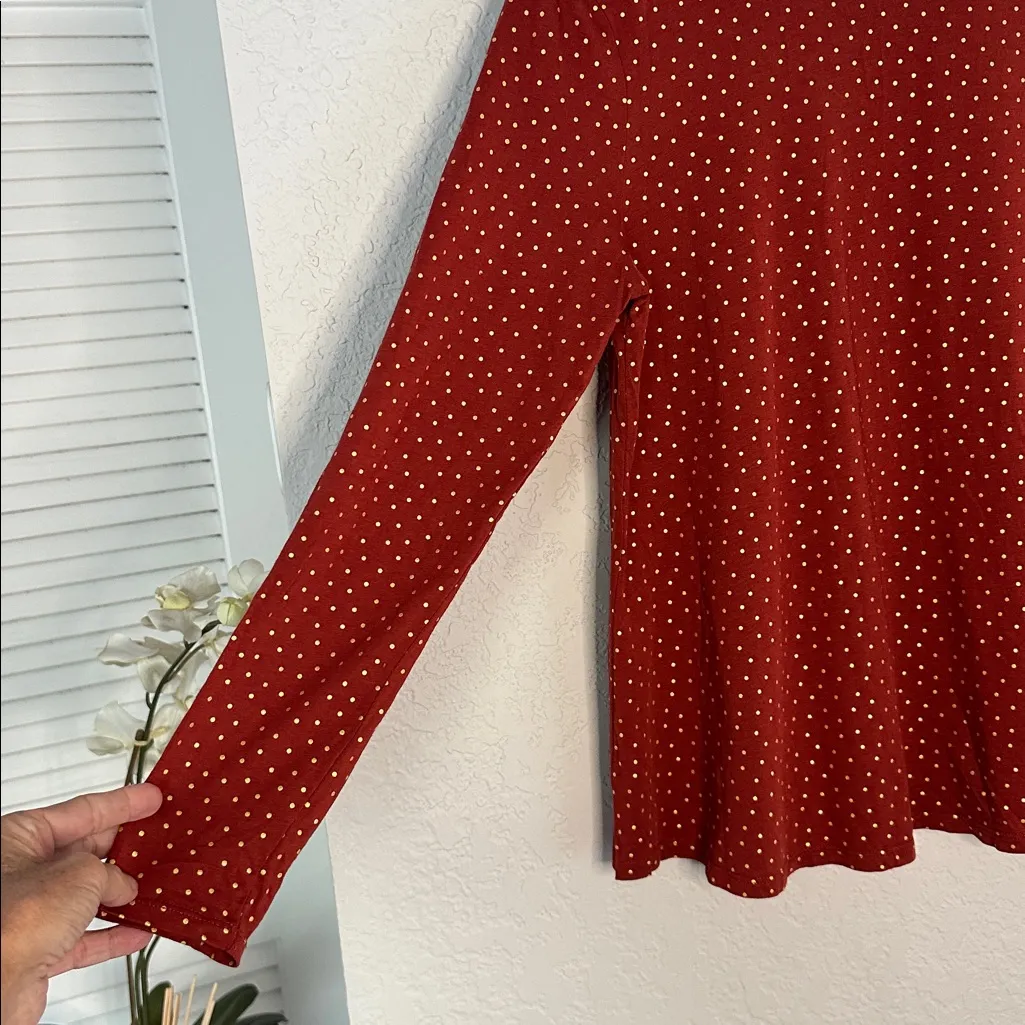 Boden Sabrina Rust Orange Tee Top Metallic Gold Dot Fall Swing Halloween Medium - Image 6