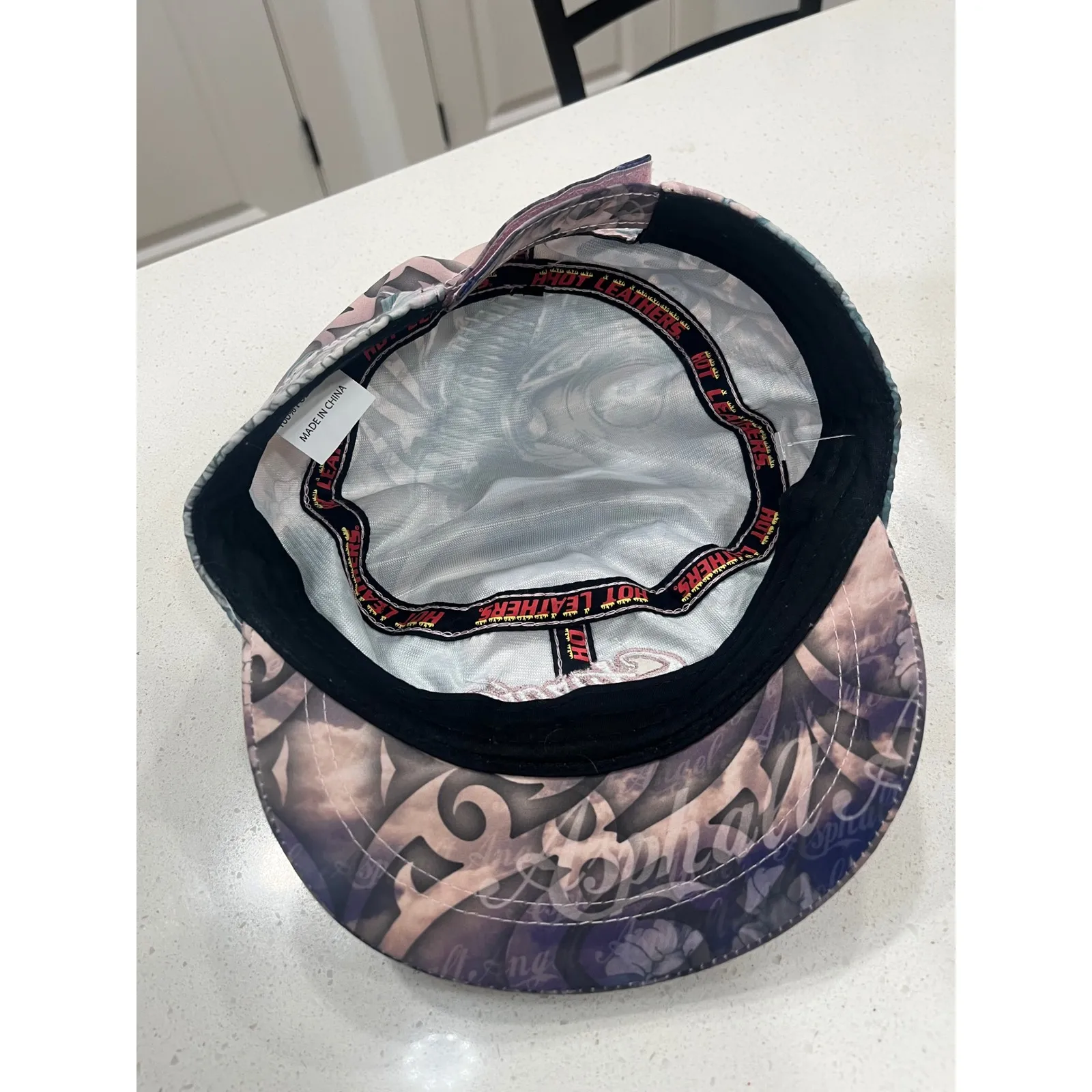 Sturgis Motorcycle Rally Womens Army Cap Bling Rhinestones Tattoo Print Purple - Image 9