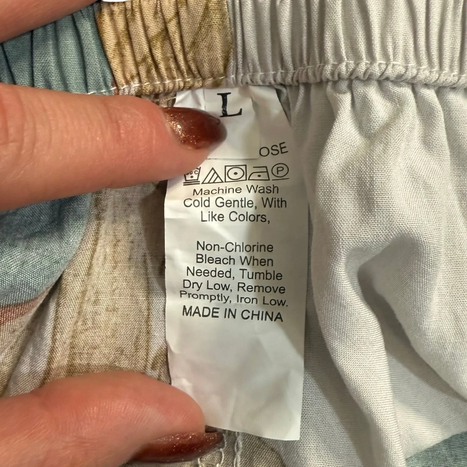 Tropical Floral White Green Orange 3-Piece Pajama Set Pants Tank Kimono size L - Image 9