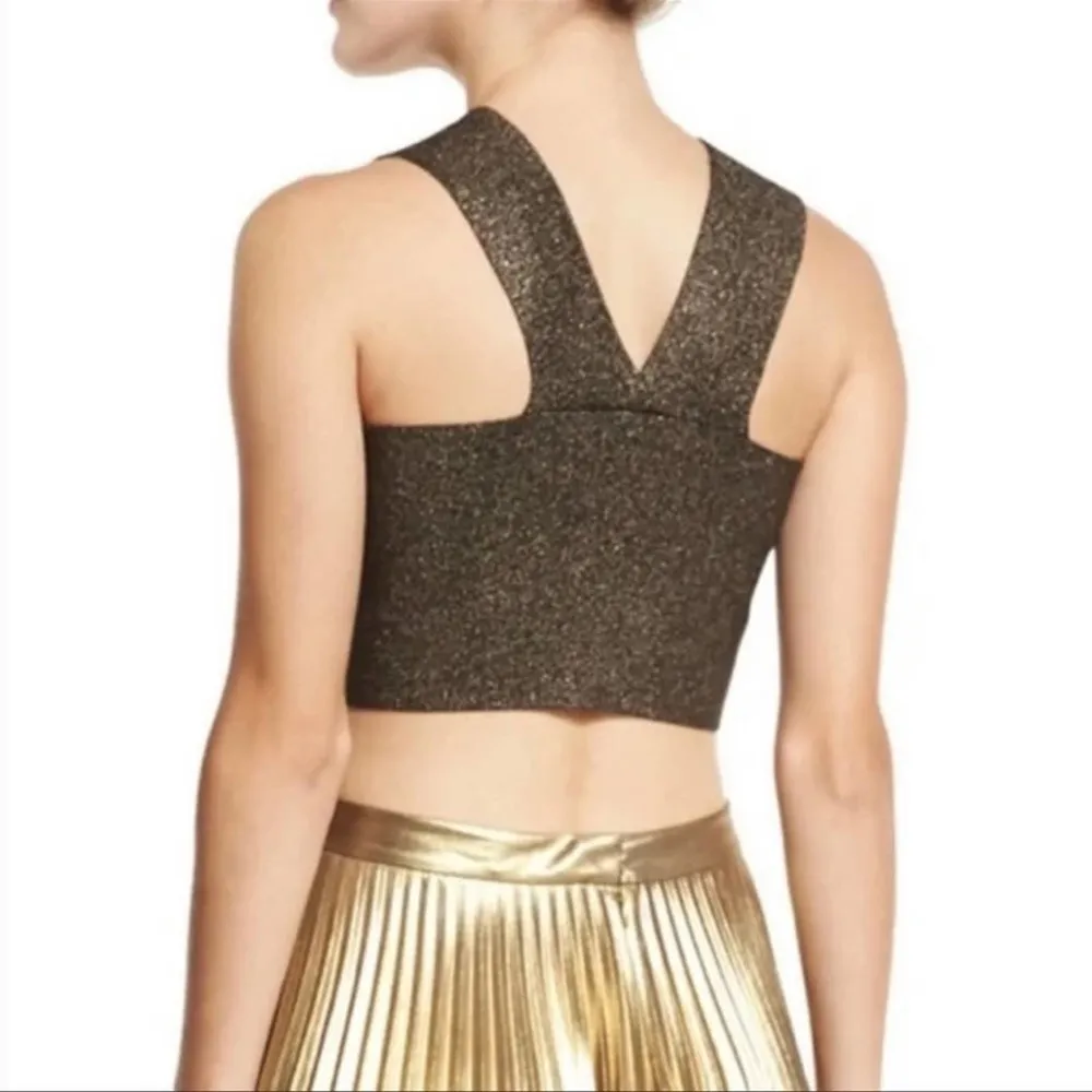 New A.L.C. Ali bronze metallic Knit Crop Top Size Medium Celebrity Style - Image 13