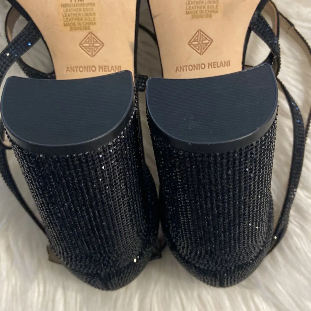 ANTONIO MELANI SANDALS SIZE 11 BNWOT LEATHER SOLE COLOR BLACK HEEL 4” STABLE - Image 10