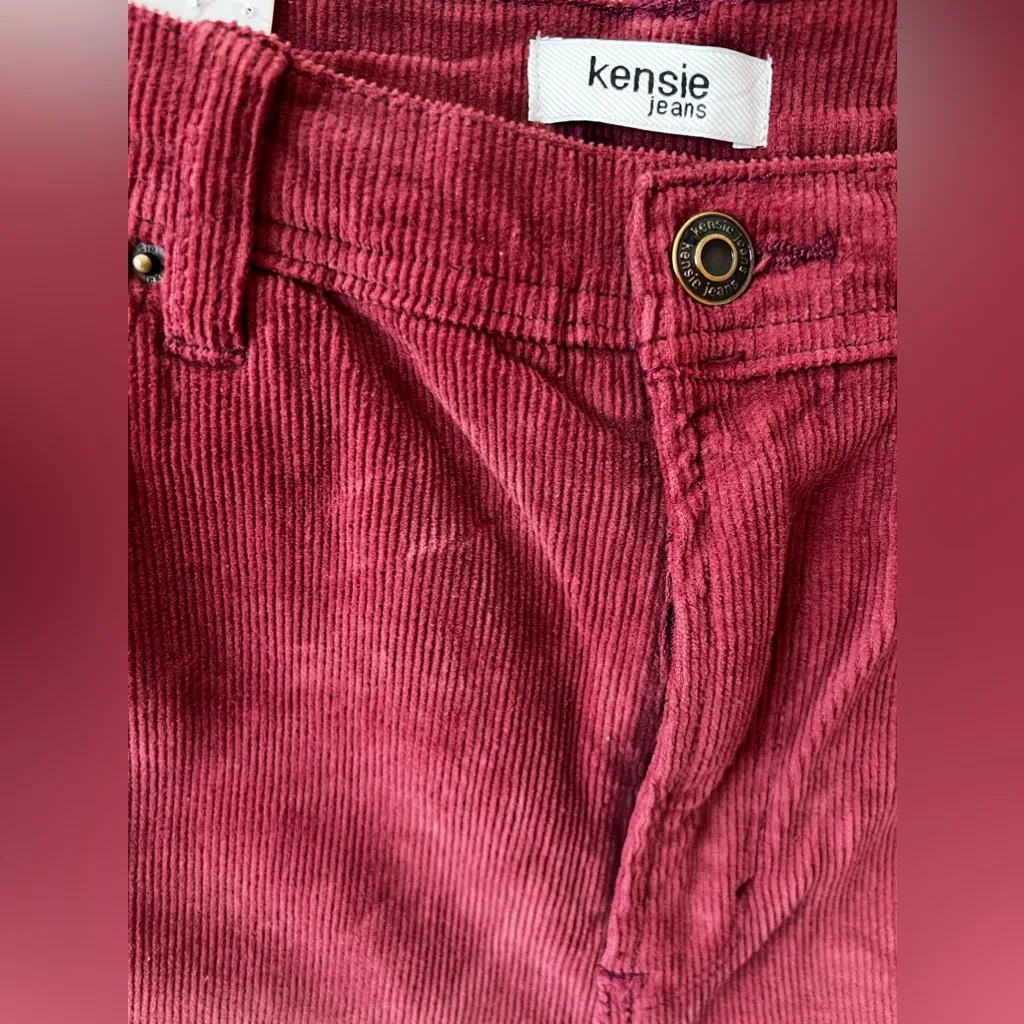 Kensie Women’s‎ NWT The Savannah High Rise Flare Red Corduroy Pants Size 12 - Image 2