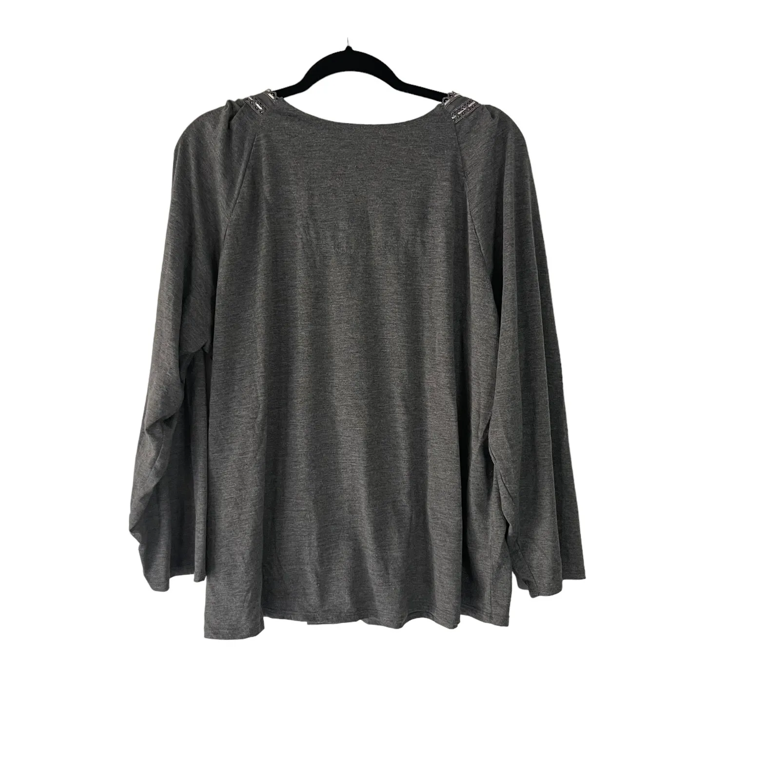 Earth Angels Women's Plus Size XXL Grey Babydoll‎ Long Sleeve Pajama Top Gray - Image 5