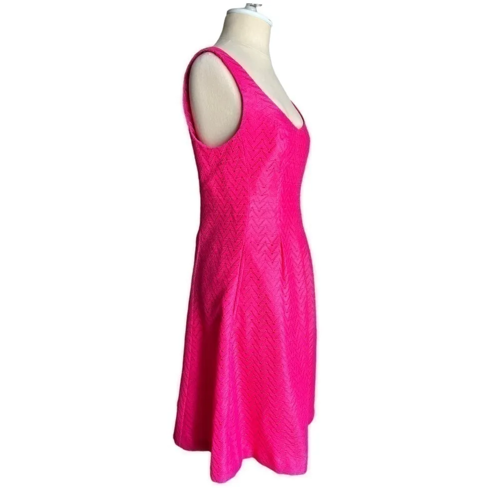 Nine West Scoop Neck Pink Lace Pleated Paneled Sleeveless A Line Dress Size 8 - Image 6