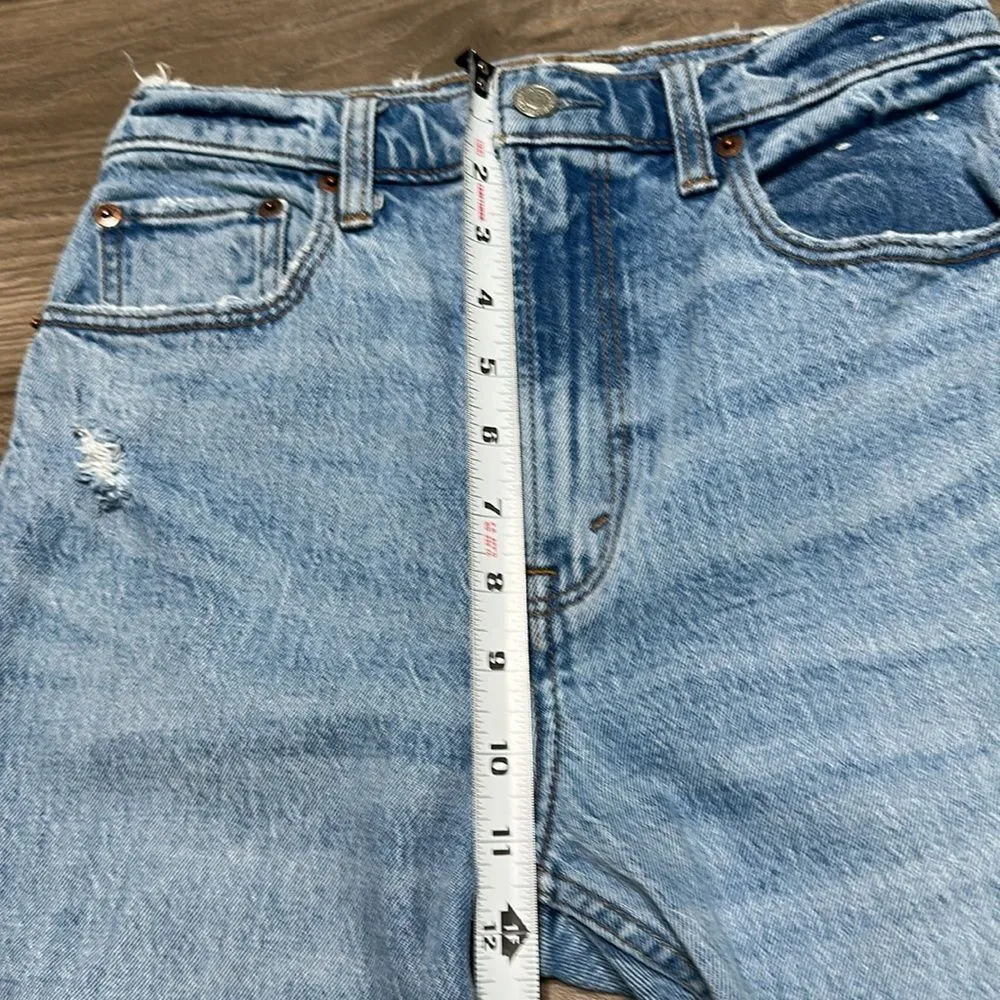 Abercrombie & Fitch 90’s Straight Ultra High Rise Destructed Blue Jeans Size 26 - Image 7