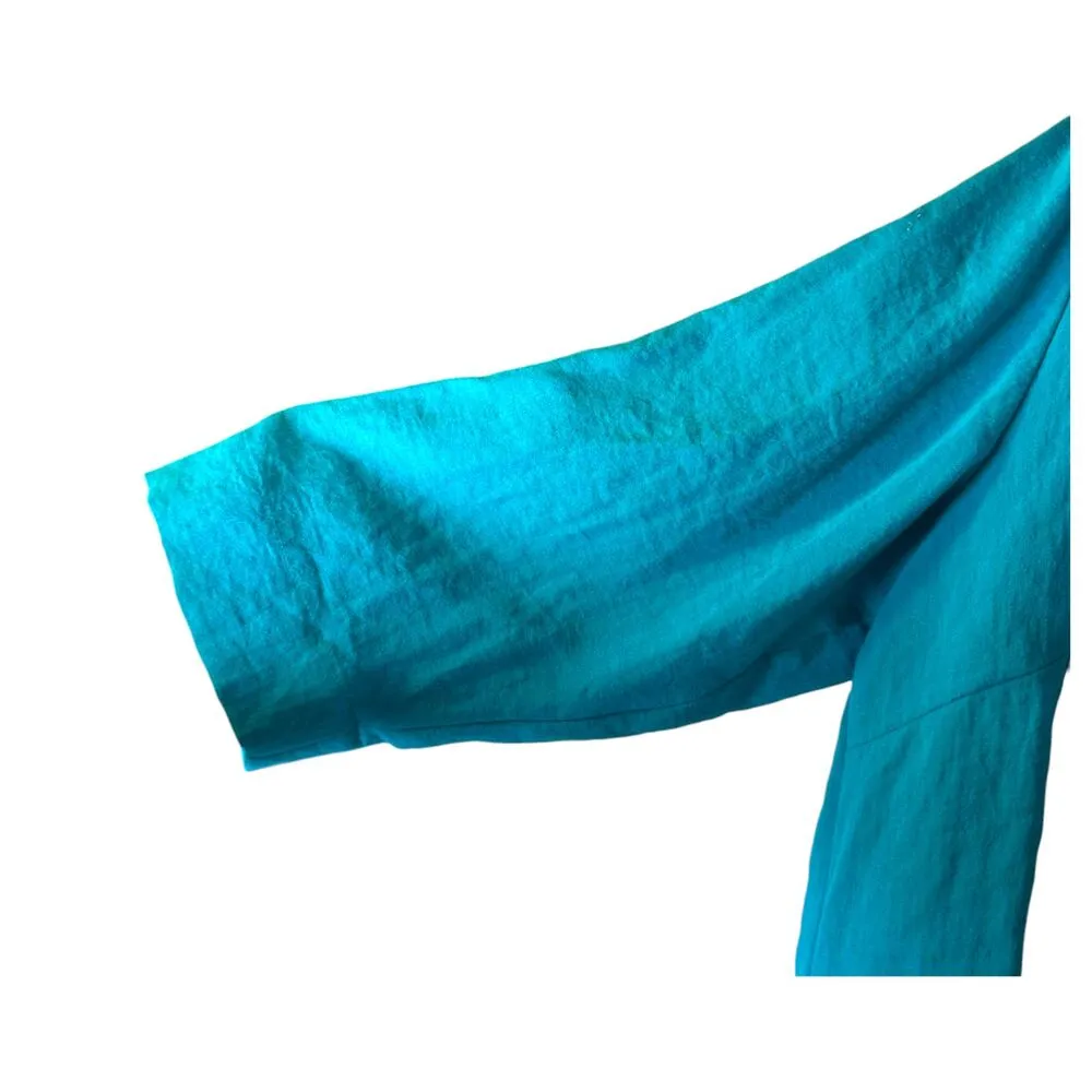 Fridaze Sailor Blue Teal Shirt Jacket Shacket Shell Linen 3/4 Sleeve 0X NEW - Image 5