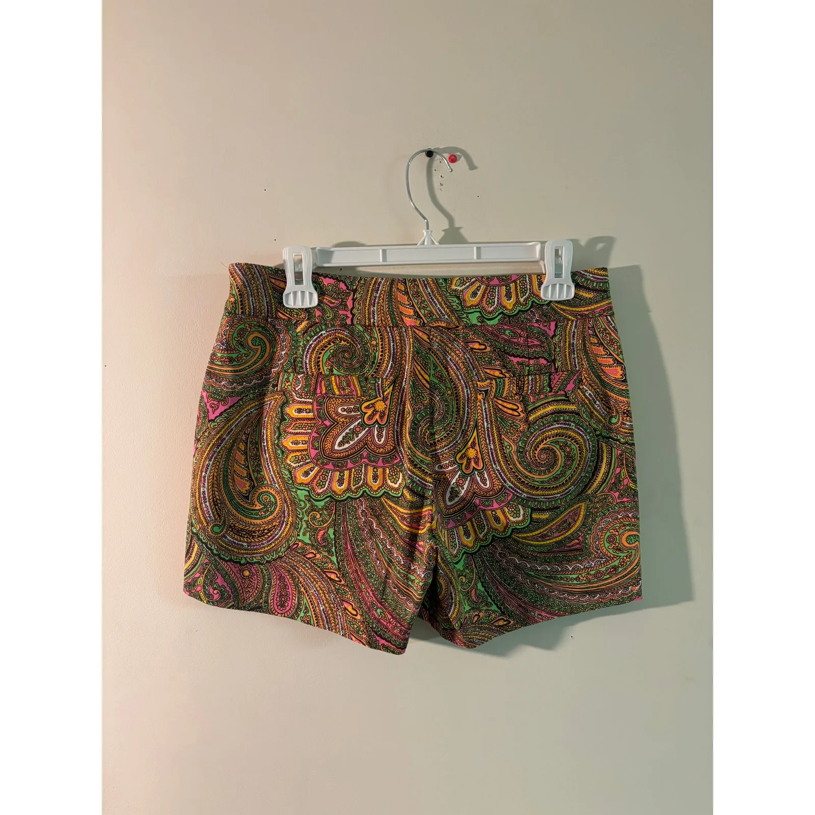 J.Crew Paisley Print Shorts Size 2 | Bold Boho Pattern Summer Shorts Orange - Image 2