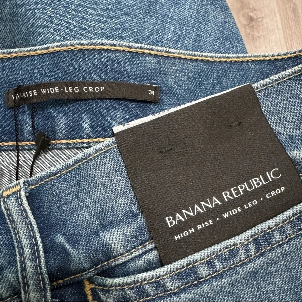 Banana Republic High Rise Wide Leg Crop Jeans Plus Size 34 Denim NEW - Image 3