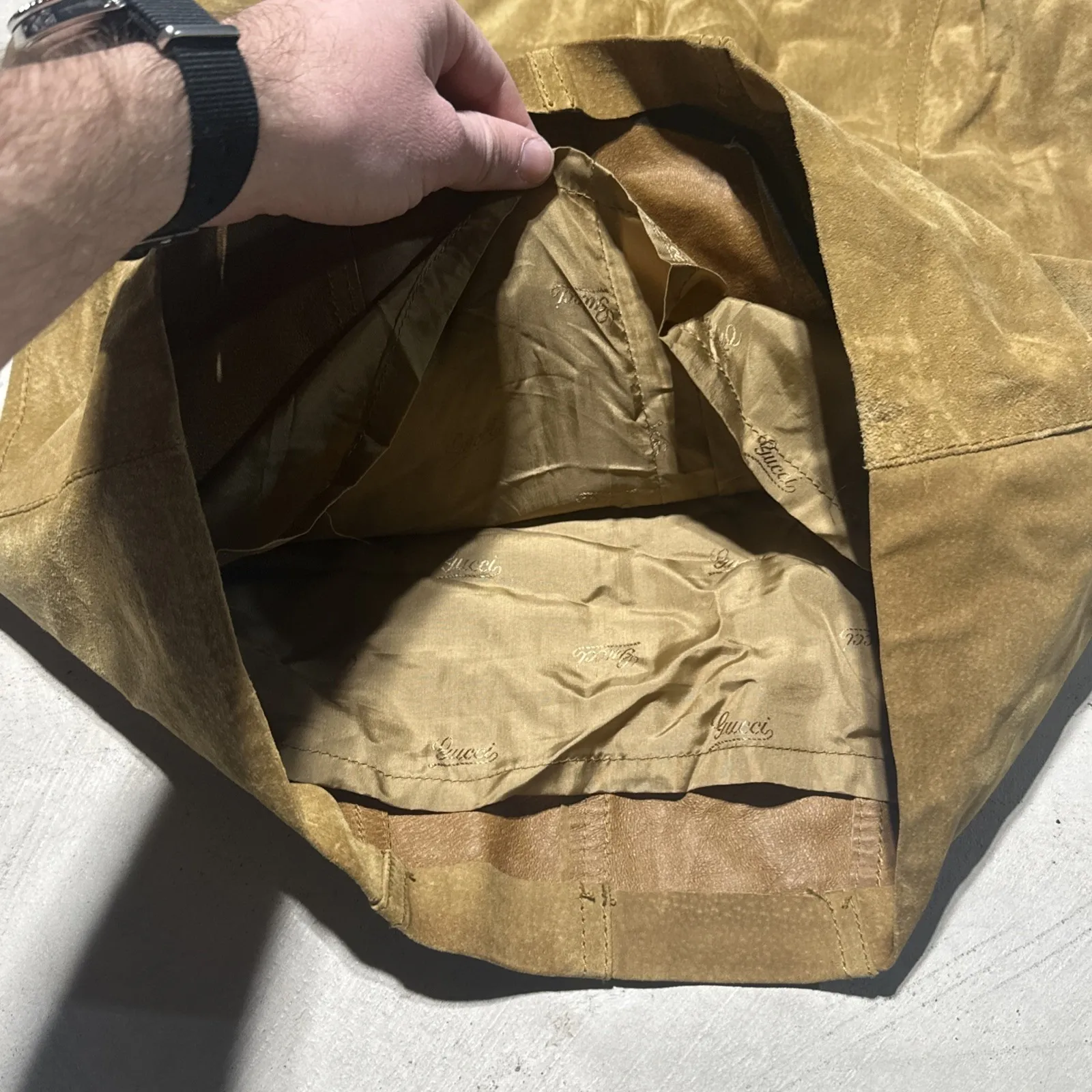 Vintage Gucci Suede Leather Skirt Made In Italy SZ 44 Brown Classy 1980s - Image 8