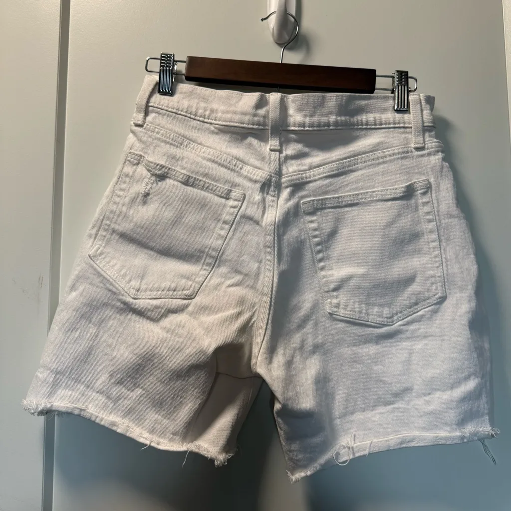 GAP Cheeky Midi Short High Rise White Jean Denim Cutoff 6"‎ Inseam Button Fly 28 - Image 2